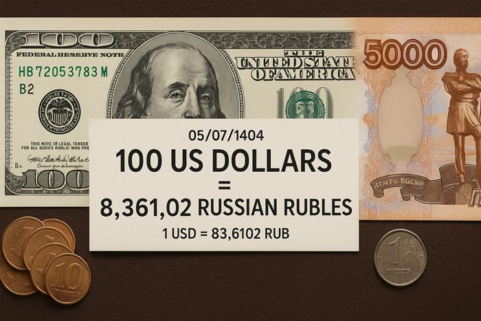 هر 100 دلار چند روبل روسیه است